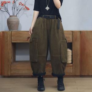 Warm Lining Winter Hippie Corduroy Pants