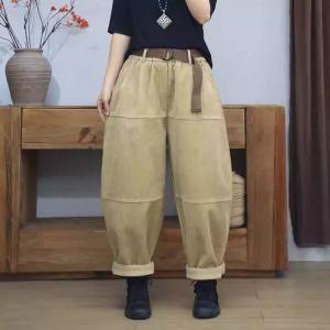 Relax-Fit Corduroy Fleeced Hippie Pants for Women