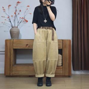 Relax-Fit Corduroy Fleeced Hippie Pants for Women