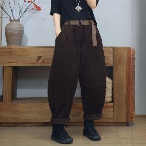 Relax-Fit Corduroy Fleeced Hippie Pants for Women