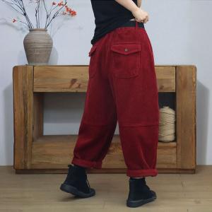 Relax-Fit Corduroy Fleeced Hippie Pants for Women