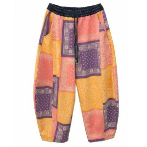 Totem Patterned Colorful Cotton Fleeced Ethnic Pants