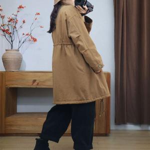 Drawstring Waist Quilted Cotton Padded Jacket