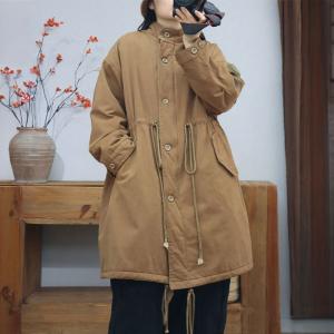 Drawstring Waist Quilted Cotton Padded Jacket