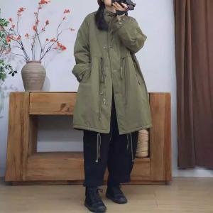 Drawstring Waist Quilted Cotton Padded Jacket