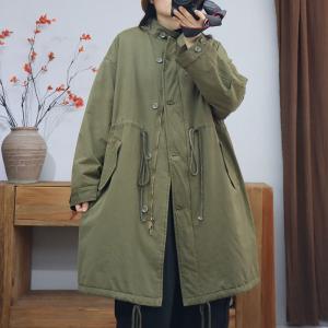 Drawstring Waist Quilted Cotton Padded Jacket