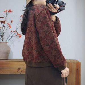 Winter Fleeced Cotton Floral Sweatshirt