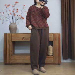 Winter Fleeced Cotton Floral Sweatshirt