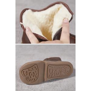 Plush Lined Size Zip Leather Winter Boots