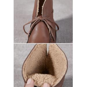 Warm Lining Lace Up Flat Comfy Booties