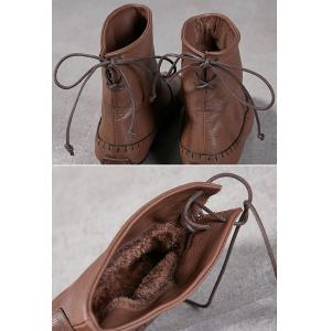 Back Tied Plush Lined Handmade Flat Boots