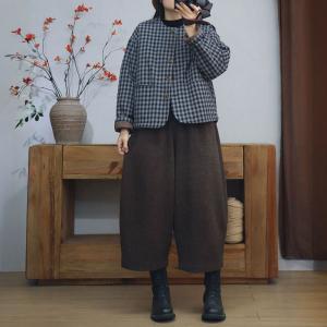 Crew Neck Classic Plaid Quilted Jacket