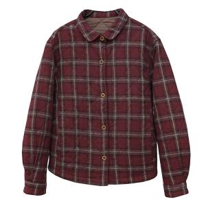 Quilted Lapel Collar Oversized Tartan Shirt