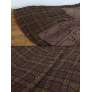 Quilted Lapel Collar Oversized Tartan Shirt