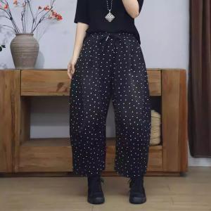 White Dots Black Fleeced Baggy Jeans