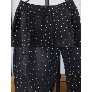 White Dots Black Fleeced Baggy Jeans
