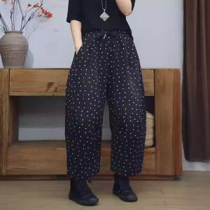 White Dots Black Fleeced Baggy Jeans