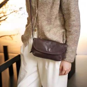 Soft Leather Zip Up Unisex Shoulder Bag