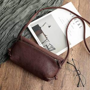 Soft Leather Zip Up Unisex Shoulder Bag