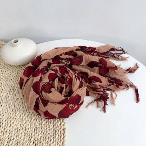 Elegant Fringed Cotton Printed Scarf