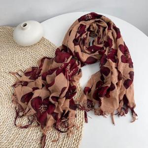 Elegant Fringed Cotton Printed Scarf