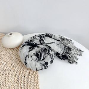 Elegant Fringed Cotton Printed Scarf