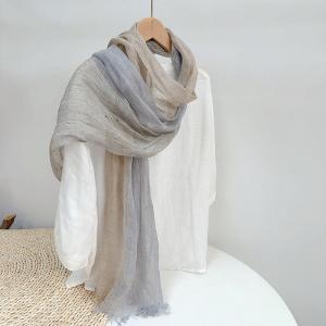 Three Colors Linen Fringed Breathable Scarf
