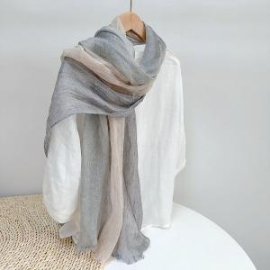 Three Colors Linen Fringed Breathable Scarf