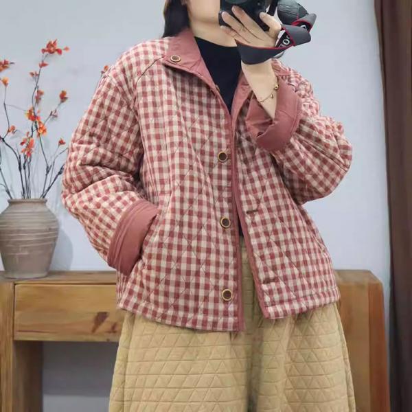 Small Plaids Designer Reversible Short Jacket