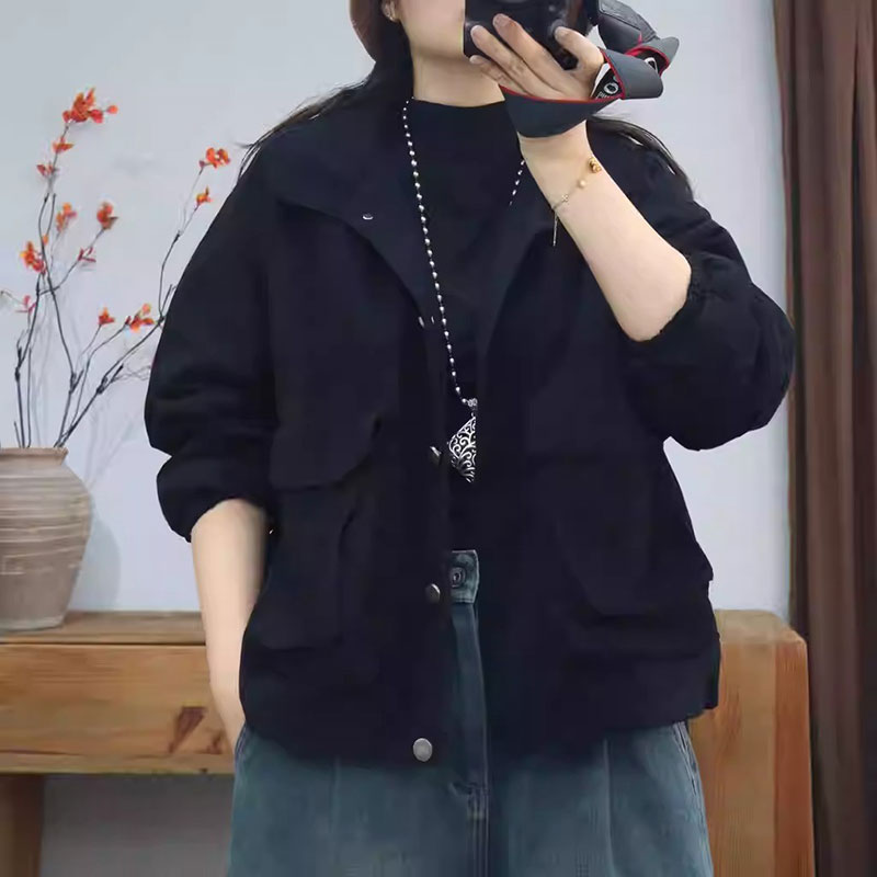 Street 100% Cotton Long Sleeve Polo Neck Solid Color Khaki Purple Red Black comfy 90s oversized slouchy lazy day ulzzang