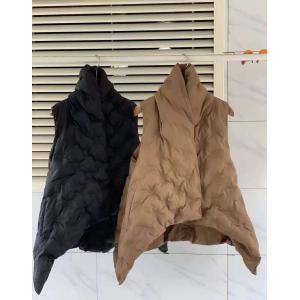 Stand Collar Womans Black Short Vest A-Line Puffer Coat