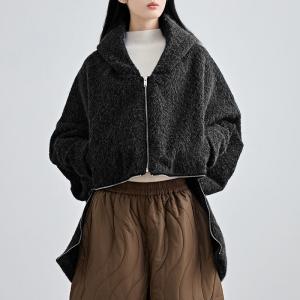 90s Fashion Zip Decoration Hooded Designer Coat