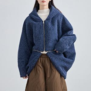 90s Fashion Zip Decoration Hooded Designer Coat