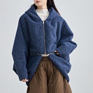 90s Fashion Zip Decoration Hooded Designer Coat