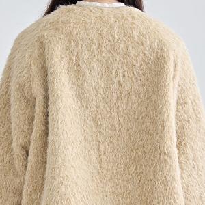 V-Neck Fluffy Elegant Short Coat