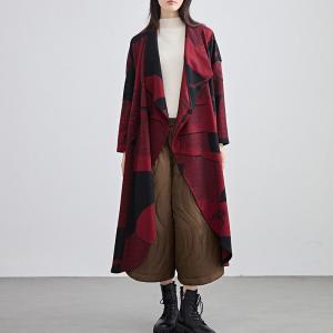 Waterfall Collar Wool Blend Red Waistcoat