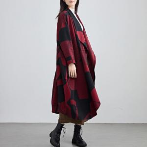 Waterfall Collar Wool Blend Red Waistcoat