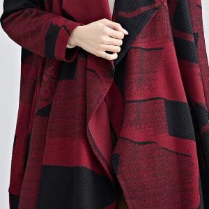 Waterfall Collar Wool Blend Red Waistcoat