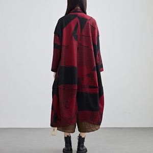 Waterfall Collar Wool Blend Red Waistcoat