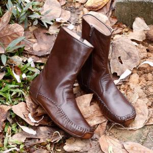 Size Zip Handmade Sheepskin Mid-Calf Boots