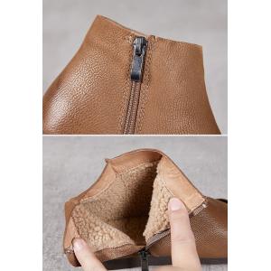 Round Toe Zip Up Warm Lined Short Boots