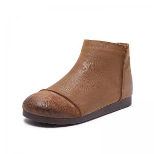 Round Toe Zip Up Warm Lined Short Boots