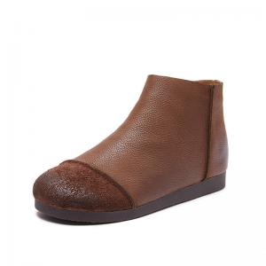 Round Toe Zip Up Warm Lined Short Boots