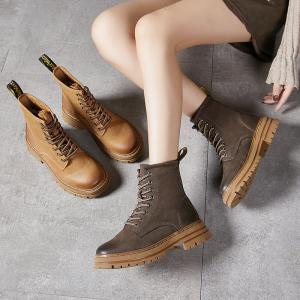 British Style Cowhide Leather Combat Boots