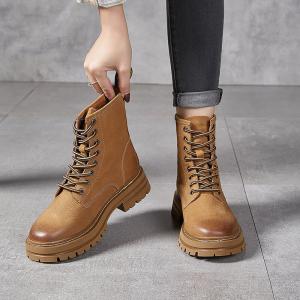 British Style Cowhide Leather Combat Boots