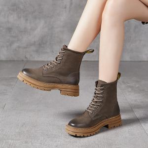 British Style Cowhide Leather Combat Boots