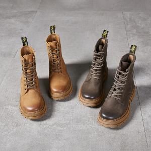 British Style Cowhide Leather Combat Boots