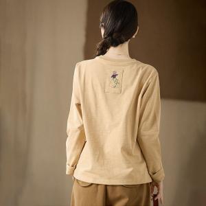 Girl Character Embroidered Long Sleeves Tee
