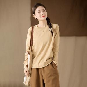 Girl Character Embroidered Long Sleeves Tee
