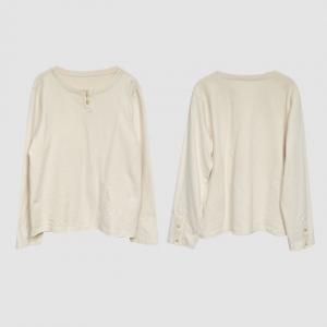 Apricot Button Decoration Pullover Sweatshirt